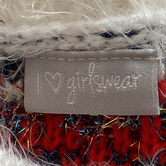 I Love Girlswear Girls Knit Sweater 13 Years Old White Red Sparkly Skiing Ski - Picture 5 of 6